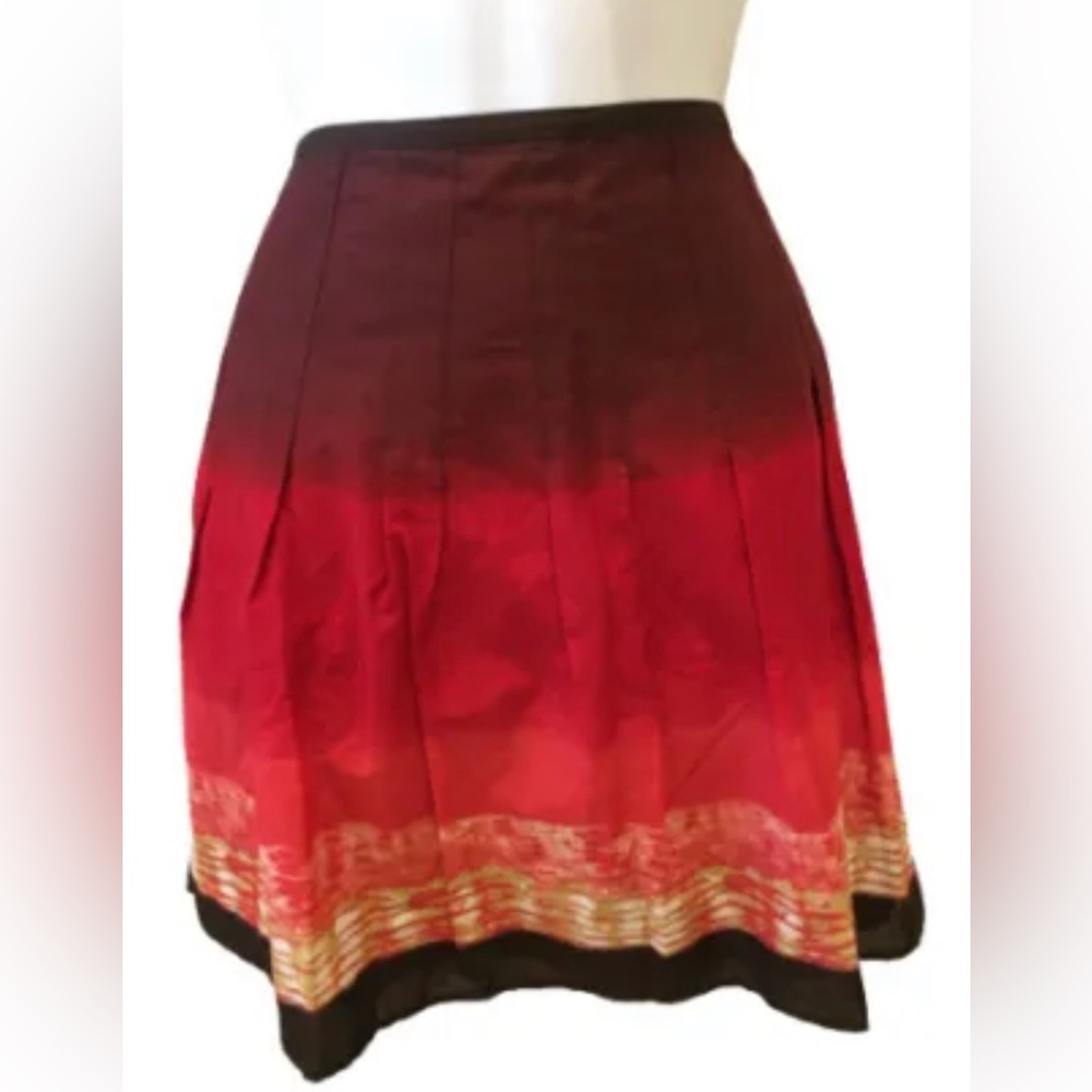 Hillard & Hanson Circle Skirt Size 14P Red Brown Ombre